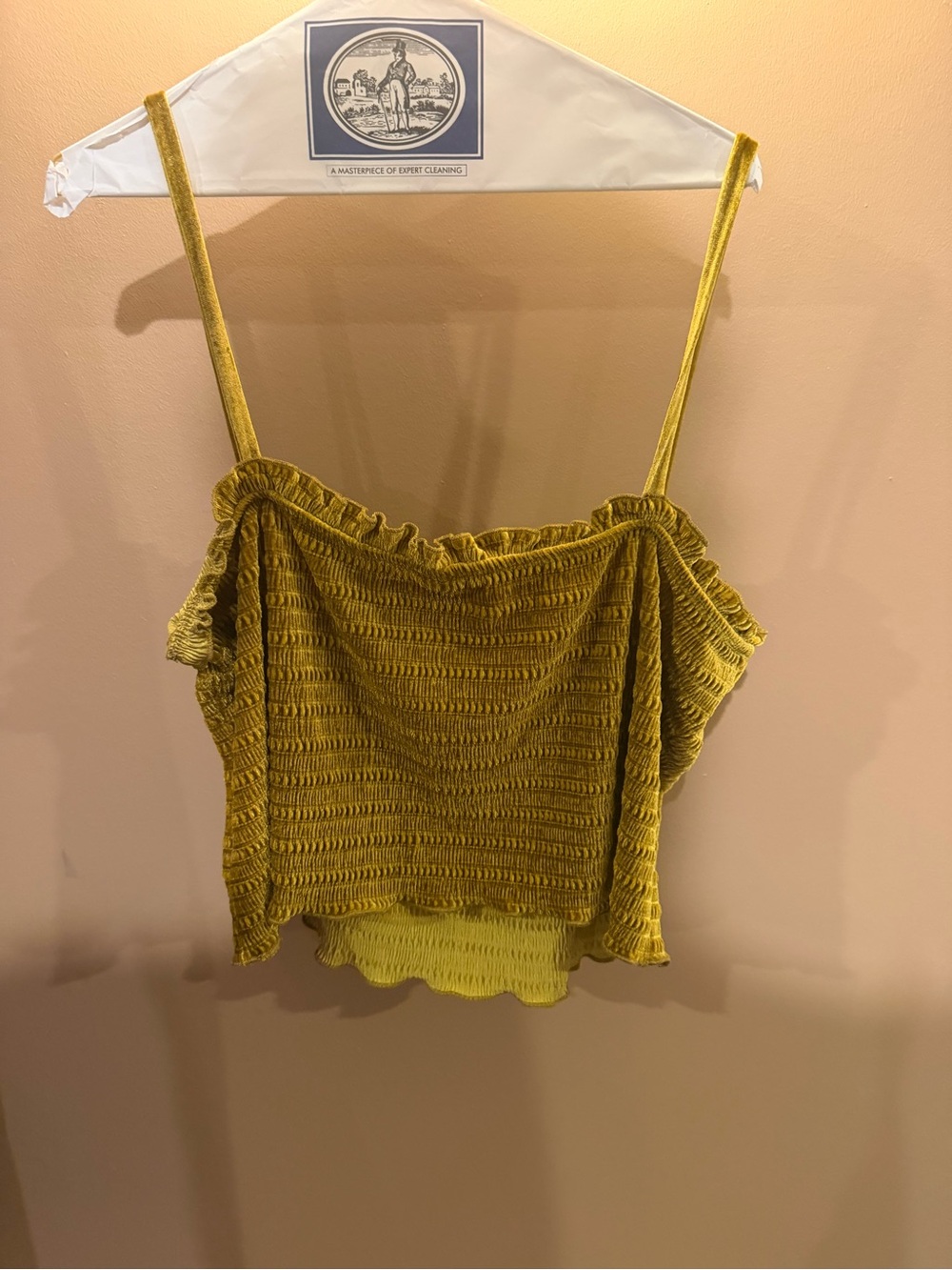 wild fable Mustard Smocked Ruffle Crop Top Tank